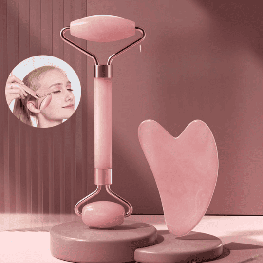 Rodillo Masajeador de Cuarzo Rosa Relax & Glow